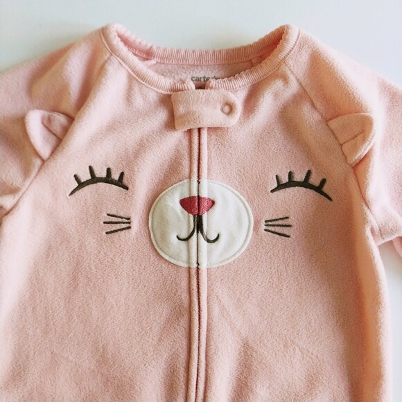 Carter's Fleece Cat Zip-Up Footie 9 Months - Picture 2 of 4